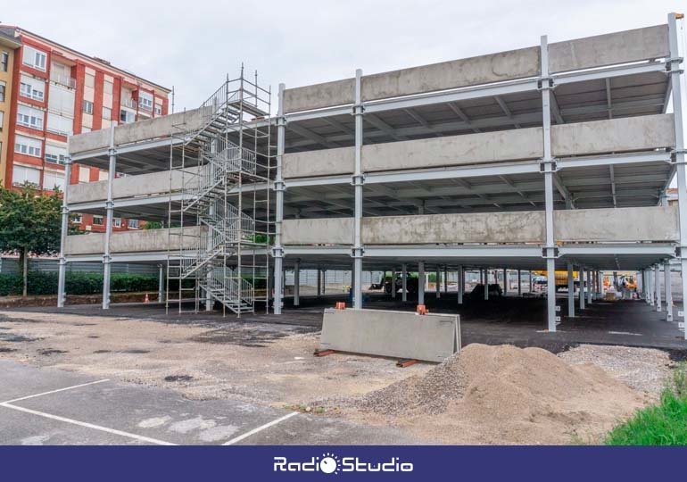 Estado de las obras del aparcamiento en altura de La Carmencita | Foto: Ayto Torrelavega